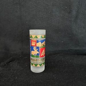 Grand Tetons , tall frosted glass, shot glass.